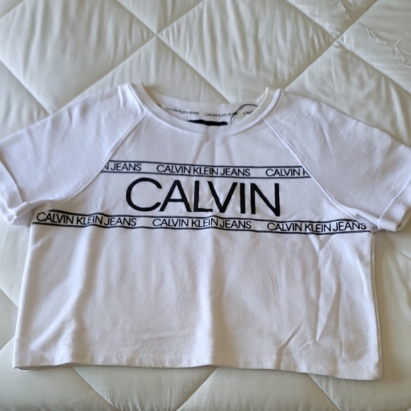 Calvin Klein White Short Sleeve Logo Tee - Picture 1 of 5